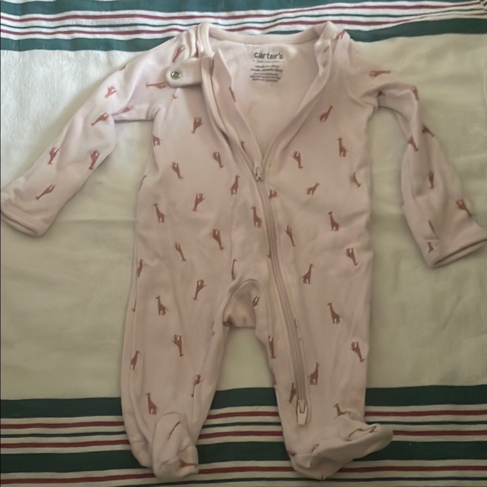 Carter's Pink Footies One Piece with Geometric Pattern